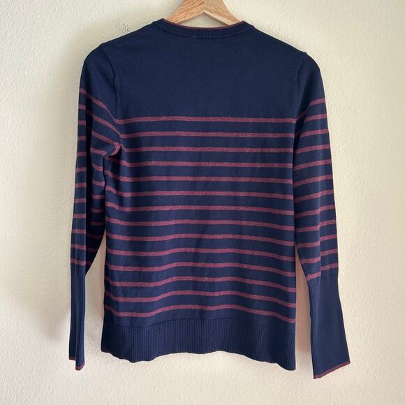 J McLaughlin Sweater Striped SZS Navy Multi Classic Preppy Long Sleeve - Picture 5 of 10